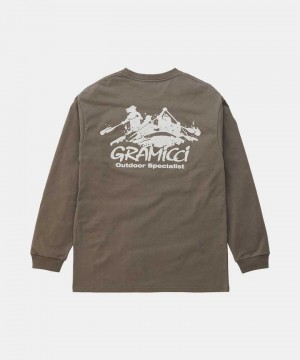 Gramicci Class 5 L/S Unisex Tops Light Brown | 481-TIMJDZ