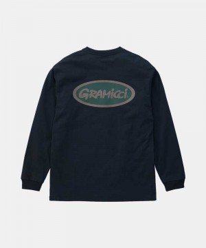 Gramicci Gramicci Oval L/S Unisex Tops Black | 403-ZRFGNL