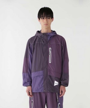 Gramicci Gramicci x and wander Patchwork Wind Men's Outerwear Purple | 527-EMFZNV