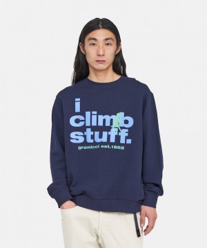 Gramicci I Climb Stuff Unisex Tops Navy | 059-MATLGS