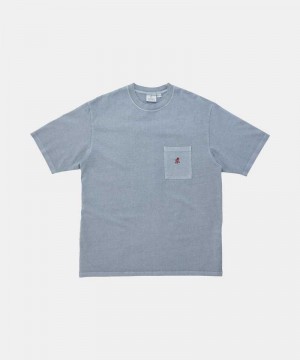 Gramicci One Point Unisex Tops Grey Blue | 302-FIHARW