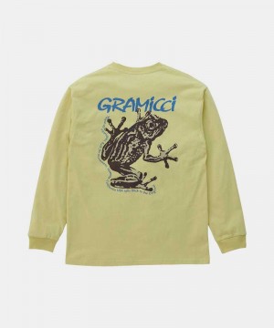 Gramicci Sticky Frog L/S Unisex Tops Lemon | 294-HOZVBJ