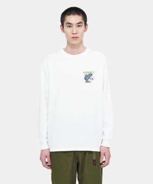 Gramicci Sticky Frog L/S Unisex Tops White | 531-QIVJLM