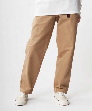 Gramicci Stretch Denim Loose Tapered Ridge Women's Pants Beige | 241-HWIOSZ