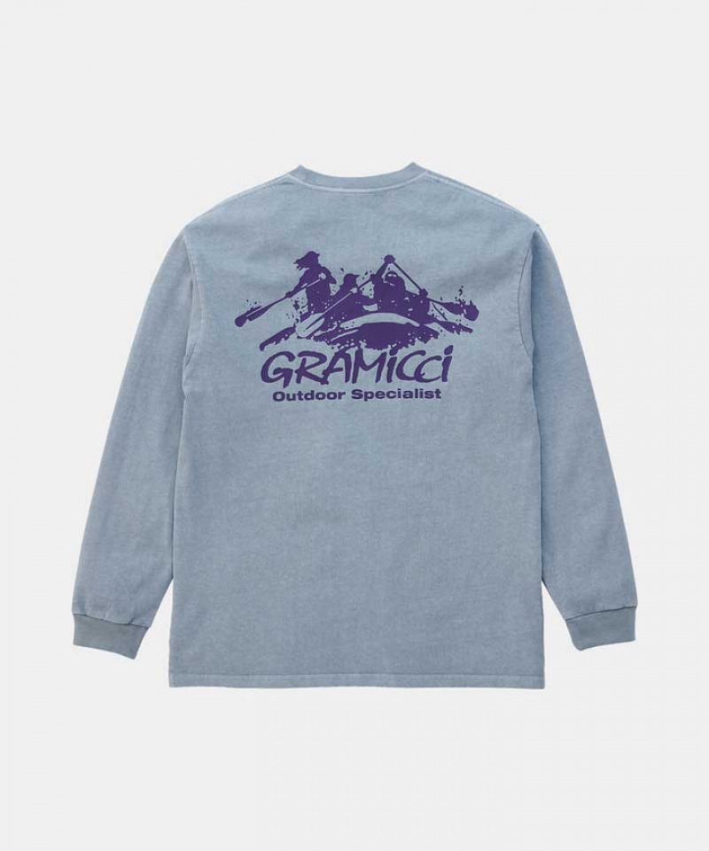 Gramicci Class 5 L/S Unisex Tops Grey Blue | 460-VHZBKU