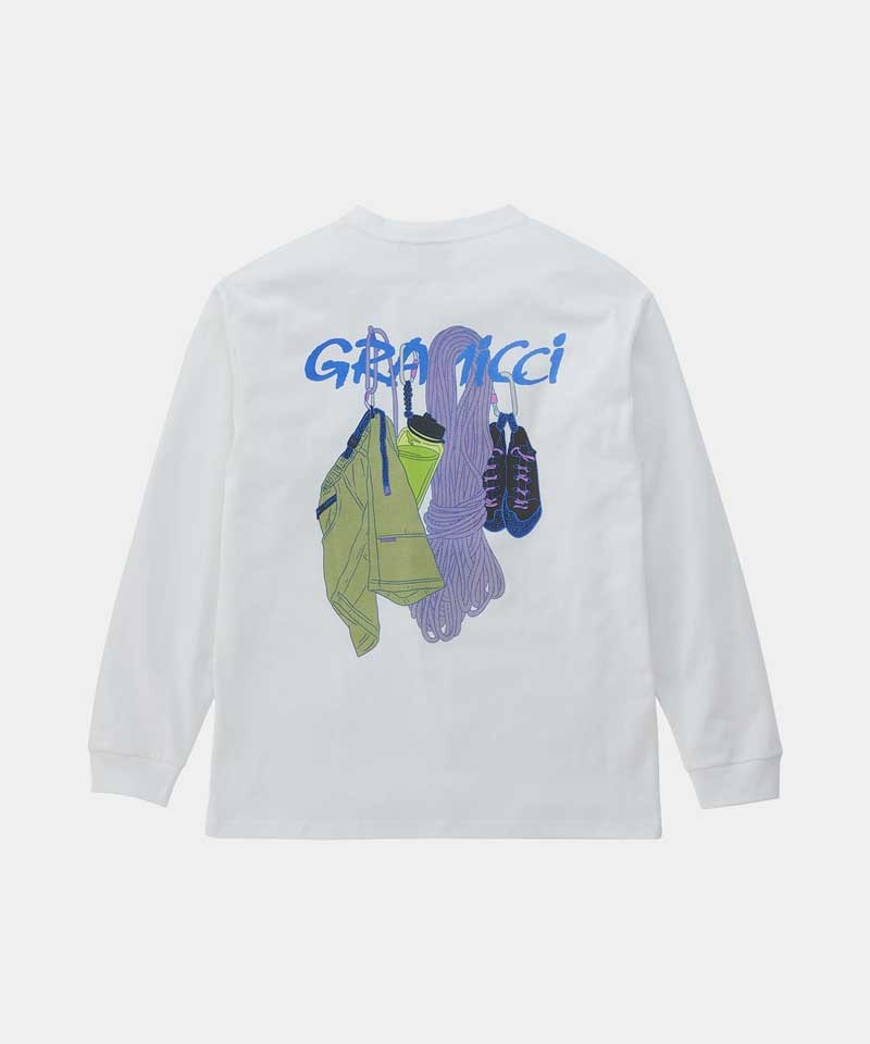 Gramicci Equipped L/S Unisex Tops White | 452-CZXFBU