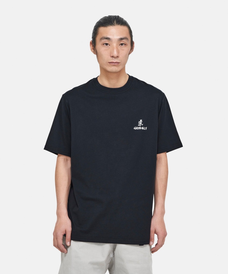 Gramicci One Point Logo Unisex Tops Black | 079-KDJIES