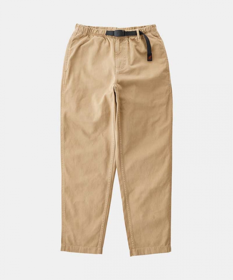 Gramicci Stretch Denim Loose Tapered Ridge Women's Pants Beige | 241-HWIOSZ