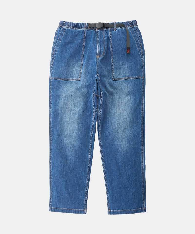 Gramicci Stretch Denim Loose Tapered Ridge Men's Pants Blue | 709-UNLJHA