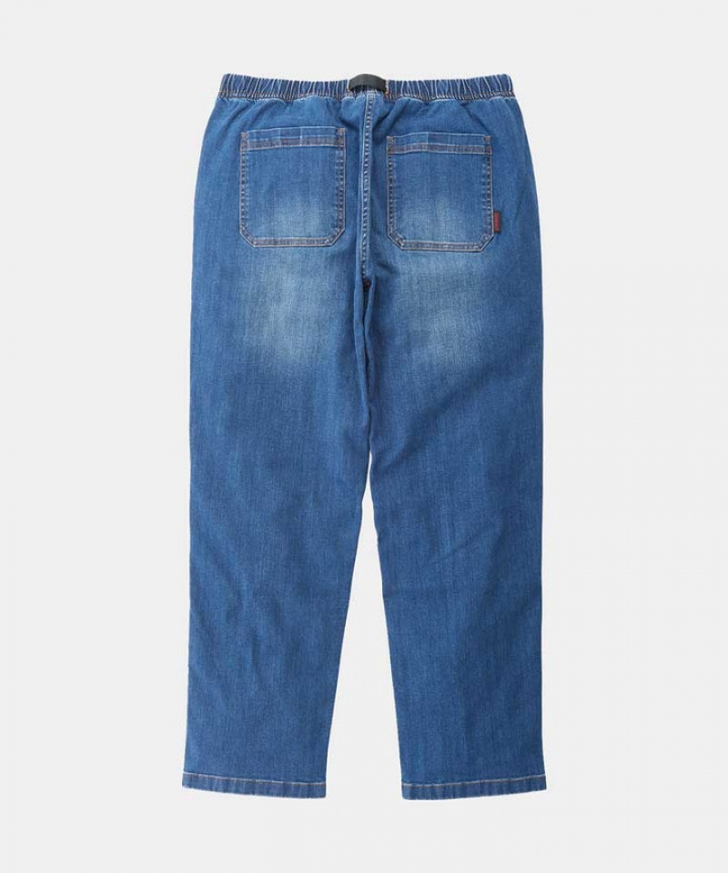 Gramicci Stretch Denim Loose Tapered Ridge Men's Pants Blue | 709-UNLJHA